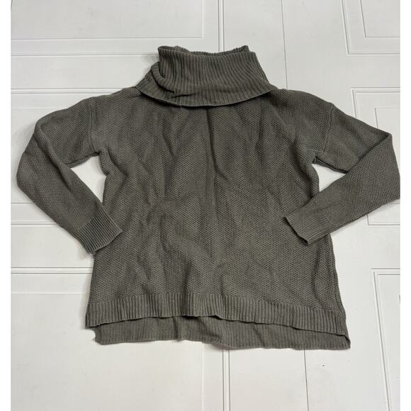 Madewell Gray Waffle Knit Turtleneck Mock Neck Long Sleeve Sweater Size Medium - Picture 1 of 5